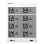 Zwart-wit puppy met rood Stropdas Adres Etiket (Full Sheet)