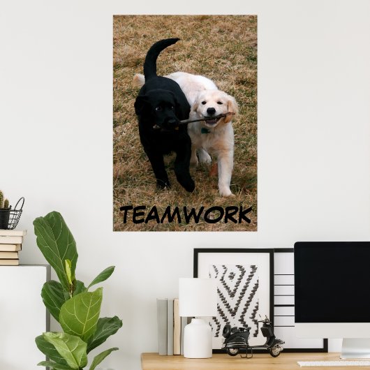 Zwart-wit puppy poster (Thuiskantoor)