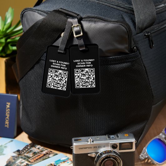 Zwart-wit QR code Bagagelabel (Voorkant /achterkant)