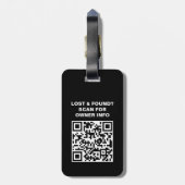 Zwart-wit QR code Bagagelabel (Achterkant verticaal)