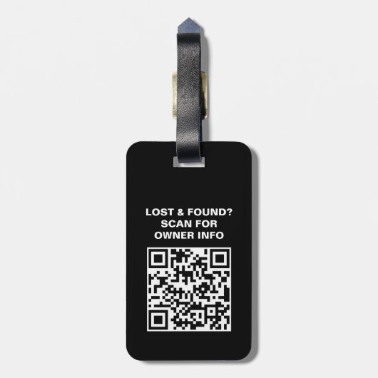Zwart-wit QR code Bagagelabel (Achterkant verticaal)