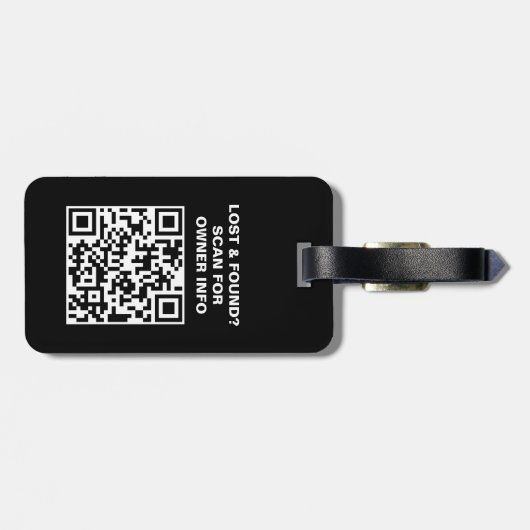Zwart-wit QR code Bagagelabel (Achterkant horizontaal)