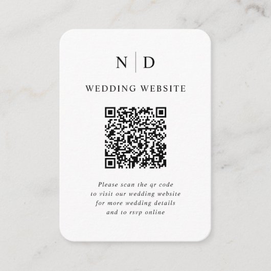 Zwart-wit QR-code bruiloft Informatiekaartje (Voorkant)