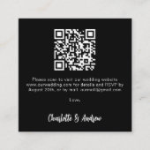 Zwart wit QR code bruiloft RSVP Informatiekaartje (Voorkant)