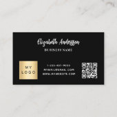 Zwart wit qr code corporate logo klantenkaartje (Achterkant)