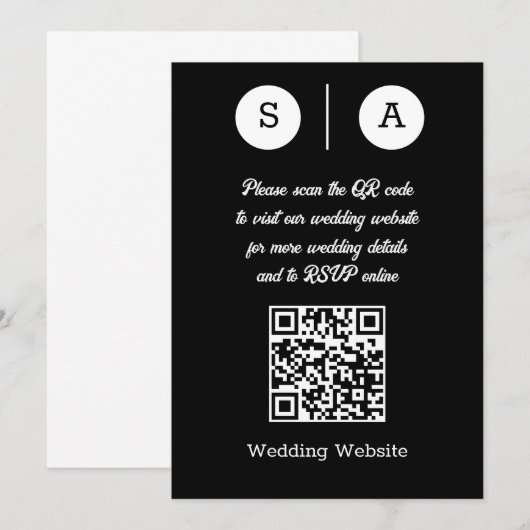 Zwart-wit QR-code, eenvoudig en chic Kaart (Voorkant / Achterkant)