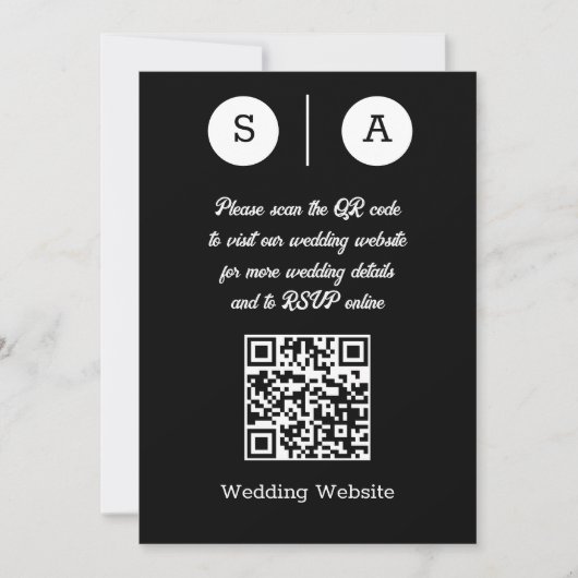 Zwart-wit QR-code, eenvoudig en chique Kaart (Voorkant)