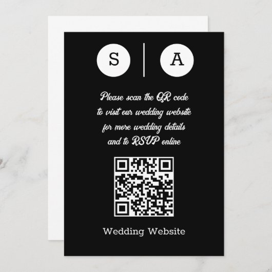 Zwart-wit QR-code, eenvoudig en chique Kaart (Voorkant / Achterkant)