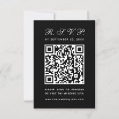 Zwart-wit QR Code Eenvoudige Kalligrafie Trouwen RSVP Kaartje (Voorkant)