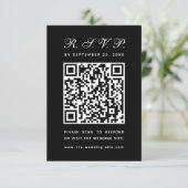 Zwart-wit QR Code Eenvoudige Kalligrafie Trouwen RSVP Kaartje (Staand voorkant)