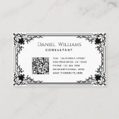  zwart-wit QR Code Elegant Script Visitekaartje (Achterkant)