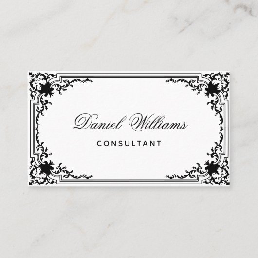  zwart-wit QR Code Elegant Script Visitekaartje (Voorkant)