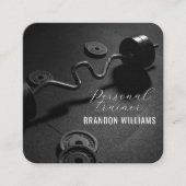 Zwart Wit QR Code Fitness Personal Trainer Vierkante Visitekaartje (Voorkant)