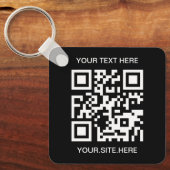 Zwart-wit QR Code Foto Sleutelhanger (Voorkant)