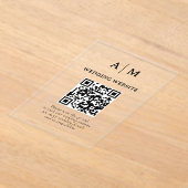 Zwart & Wit QR Code Huwelijk Acryl Uitnodigingen (Laagn)