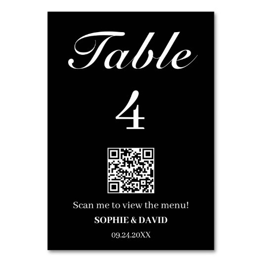 Zwart-wit QR-code Huwelijk Kaart (Voorkant)