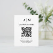 Zwart & Wit QR Code Huwelijk RSVP Kaartje (Staand voorkant)