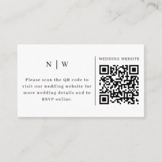 Zwart-wit QR-code Huwelijksbevestiging Minimalisti Informatiekaartje