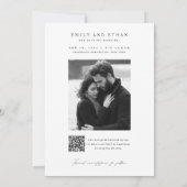Zwart & Wit QR Code Huwelijksfoto Save The Date Kaart (Achterkant)