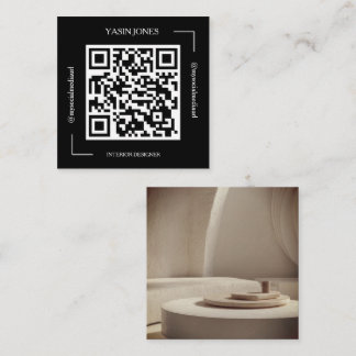 Zwart-wit QR-code interieurontwerper Vierkante Visitekaartje