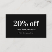 Zwart wit qr code logo business kortingskaartje (Voorkant)