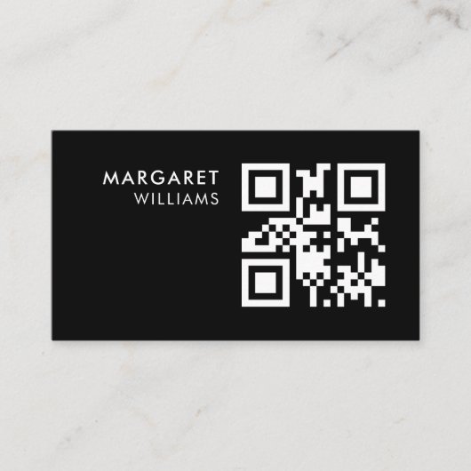 Zwart-wit QR Code Logo Minimalist Professional Visitekaartje (Voorkant)