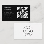 Zwart-wit QR Code Logo Modern Professional Visitekaartje (Voorkant / Achterkant)