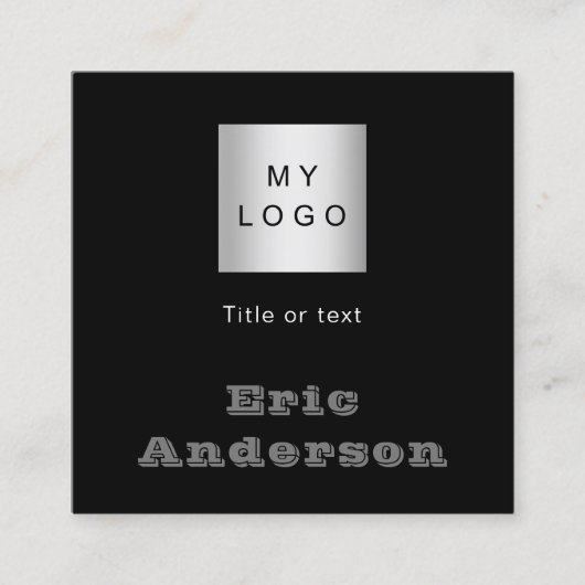 Zwart wit QR code logo Vierkante Visitekaartje (Voorkant)