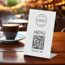 Zwart-wit QR-code menu Eenvoudig café Scan mij