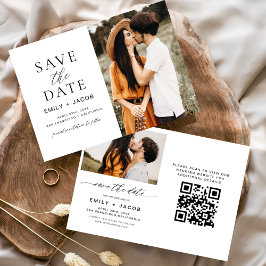 Zwart Wit QR Code Modern Save the Date Elegant