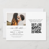 Zwart Wit QR Code Modern Save the Date Elegant (Achterkant)