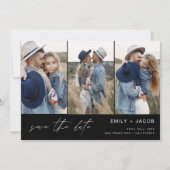 Zwart Wit QR Code Modern Sla de datum op 4 Foto Save The Date (Voorkant)