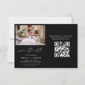Zwart Wit QR Code Modern Sla de datum op 4 Foto Save The Date (Achterkant)