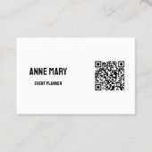Zwart Wit QR Code Moderne Wedding Event Planner Visitekaartje (Voorkant)