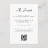 Zwart Wit QR Code Monogram Crest Wedding Details Informatiekaartje (Voorkant)