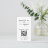Zwart Wit QR Code Monogram Trouwdetails Kaart (Staand voorkant)