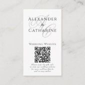 Zwart Wit QR Code Monogram Trouwdetails Kaart (Voorkant)