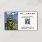 Zwart & Wit QR Code Professioneel 2 Foto Bloem Visitekaartje (Achterkant)