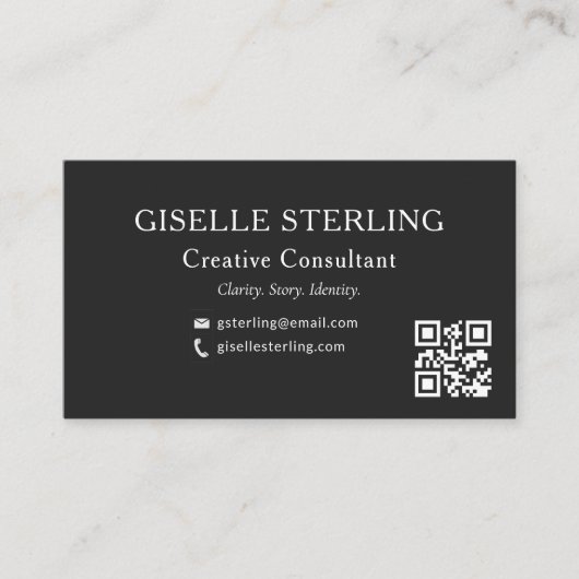Zwart Wit QR Code Professionele Foto Visitekaartje (Voorkant)