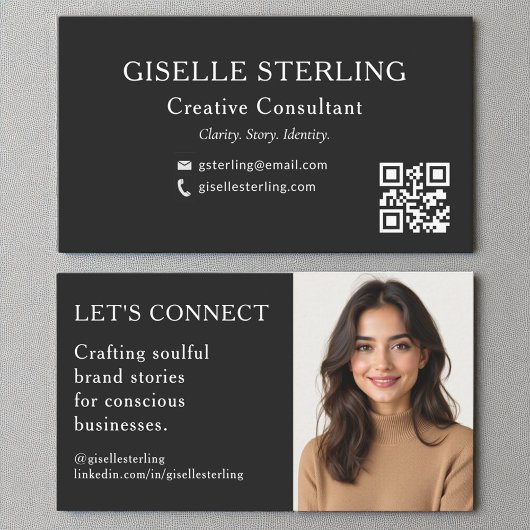 Zwart Wit QR Code Professionele Foto Visitekaartje