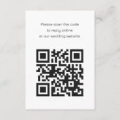 Zwart-wit QR-code RSVP Bruiloft Informatiekaartje (Achterkant)