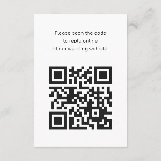 Zwart-wit QR-code RSVP Bruiloft Informatiekaartje (Achterkant)