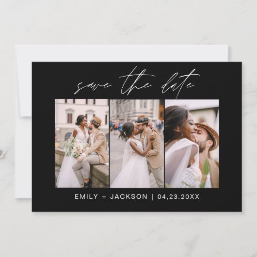 Zwart & Wit QR Code Save the Date Modern 3 Foto (Voorkant)