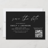 Zwart & Wit QR Code Save the Date Modern 3 Foto (Achterkant)