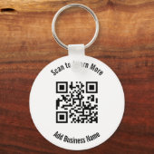 Zwart-wit QR-code scannen met bedrijfsnaam Sleutelhanger (Achterkant)