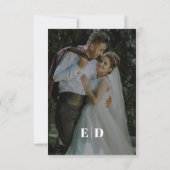 Zwart-wit QR-code Side Wave Photo Wedding RSVP Kaartje (Achterkant)