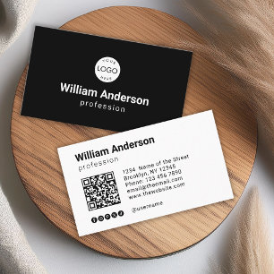 Zwart & Wit QR Code Sociale Media Iconen Uw Logo Visitekaartje