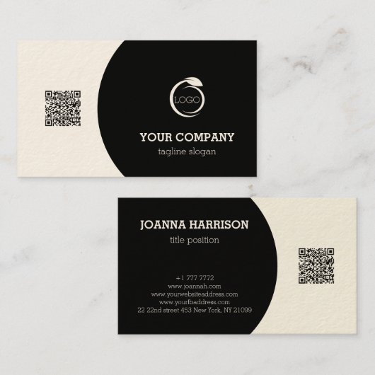 Zwart-wit QR-code Visitekaartje (Voorkant / Achterkant)