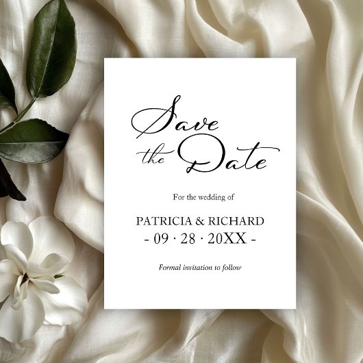 Zwart Wit QR Code Wedding Save the Date Briefkaart