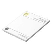 Zwart Wit QR Code Zakelijk Logo Modern Notitieblok (Linkerzijde)